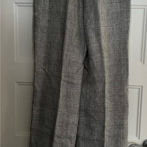 MaxMara straight leg trousers in linen in black and white plaid - Picture 8 of 9